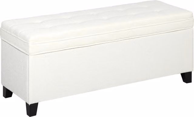 Panca contenitore con coperchio ribaltabile Xylo in tessuto color crema L/P/H: 120 x 40 x 48 cm