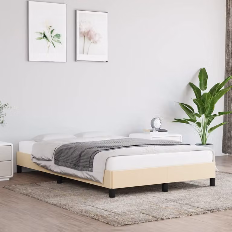 The Living Store struttura letto crema 120x200 cm in tessuto