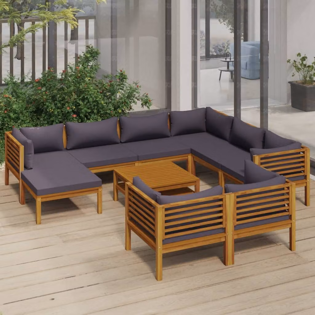 Maison Exclusive - Set da giardino da 10 pezzi con cuscini, in legno massello di acacia