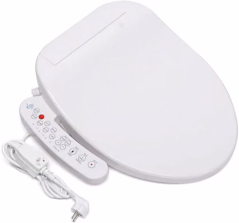 Copriwater per bidet, ugelli autopulenti, temperatura regolabile, colore bianco, spina di tipo europeo