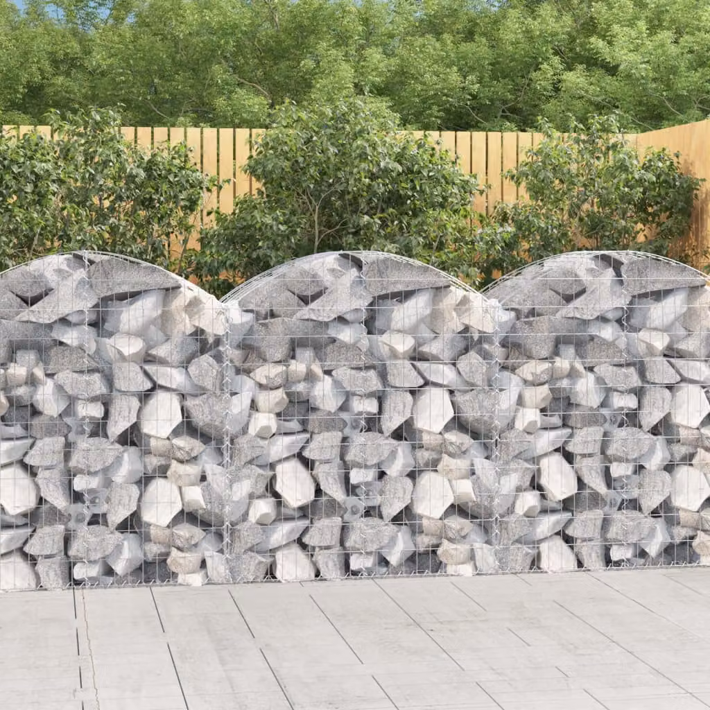 Cesto Gabbione ad Arco vidaXL in Acciaio Zincato Grigio L/P/H: 100 x 50 x 100/120 cm