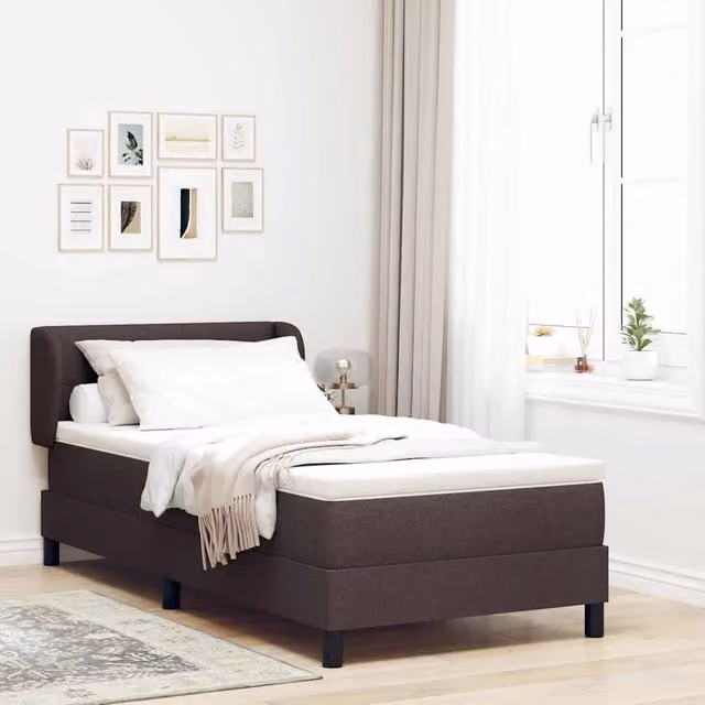 Letto a molle moderno vidaXL con testiera in tessuto marrone, L 80 x P 200 cm – 1