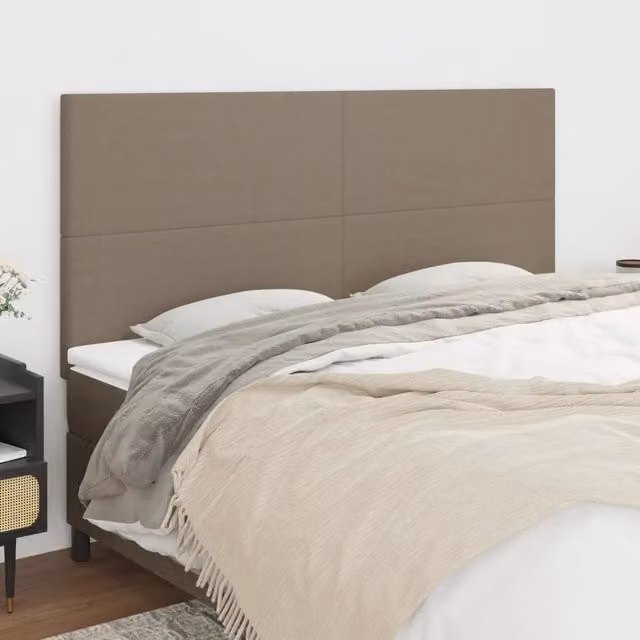 Testiera per letto imbottita vidaXL in tessuto beige con struttura in legno di larice L: 180 cm, P: 5 cm, H: 118-128 cm