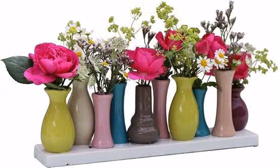 Collezione di vasi in Vetroceramica - Set colorato da 10 pezzi - Dimensioni: 30 x 6 x 11 cm