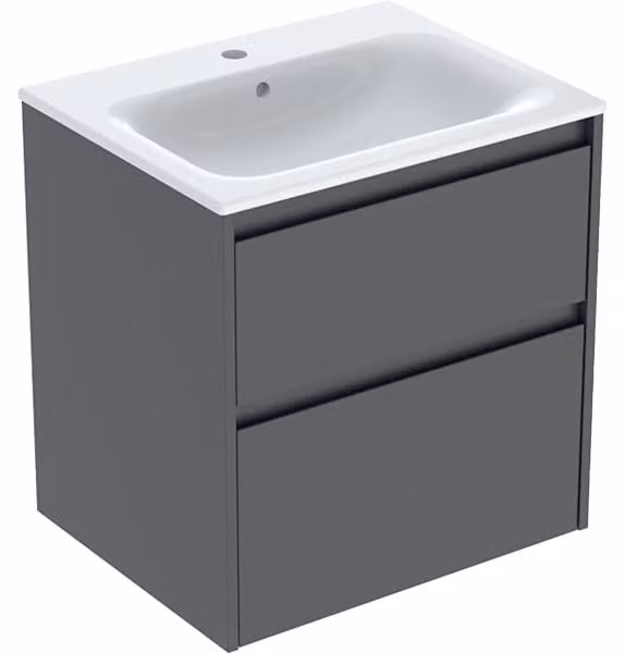 Geberit Renova Plan Ensemble lavabo pour meuble bord étroit, avec meuble sous lavabo, 2 tiroirs, 60x62,1x48cm, 504.039.JK.8, 504.039.JK.8