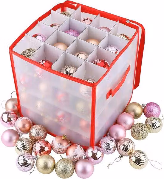 Scatola porta palline di Natale con manico e divisorio per 64 decorazioni