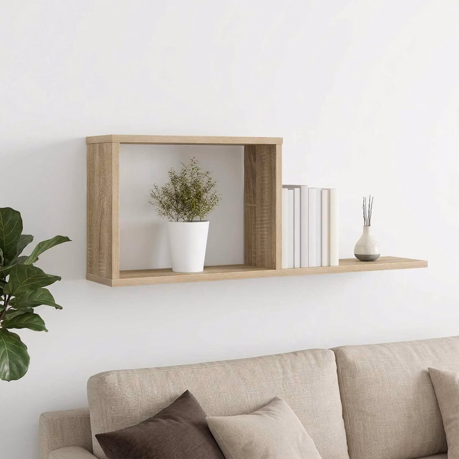 Scaffali flottanti vidaXL in legno Rovere Sonoma, colore marrone, L 80 cm x P 30 cm x H 15 cm