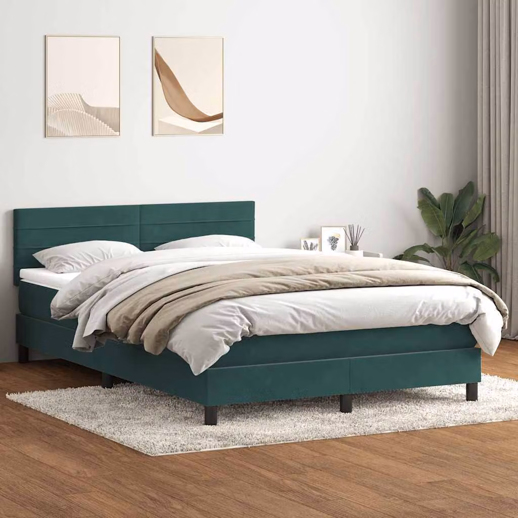 Maison Exclusive - Giroletto a Molle con Materasso Verde Scuro 160x220 cm Velluto