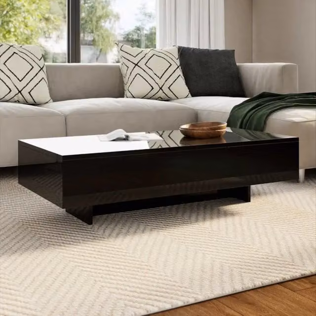 Tavolino da salotto moderno vidaXL nero lucido rettangolare in MDF – 1