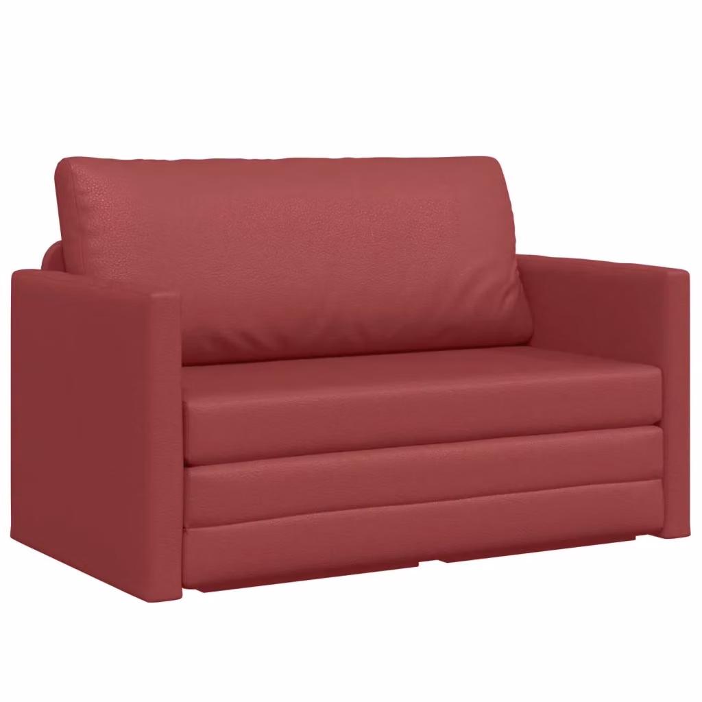 Divano letto moderno vidaXL in pelle artificiale rosso L: 124 cm, P: 71 cm, H: 78 cm – 2