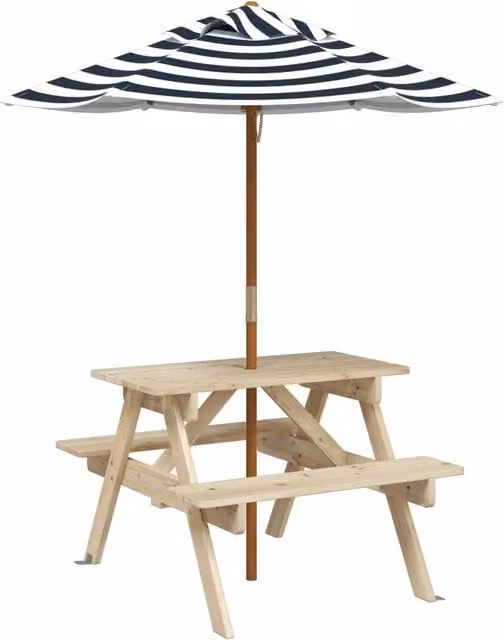 Tavolino da Giardino | Tavolo da Picnic per 4 Bambini con Ombrellone Legno di Abete