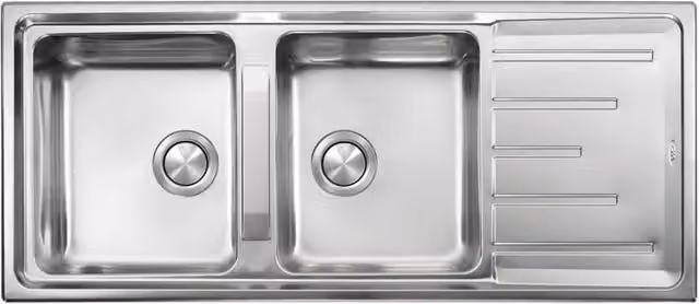 Lavello BRANDO 116X50 2 vasche + gocciolatoio ACCIAIO INOX 015107.X2.01.2033