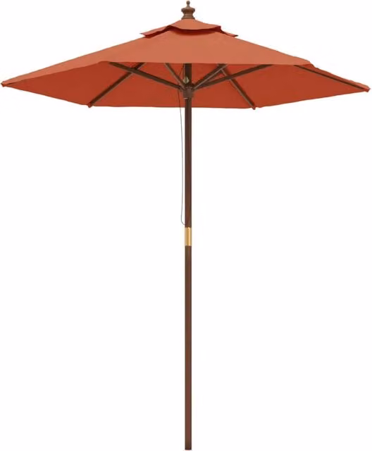 Ombrellone da giardino con palo in legno color terracotta 196 x 231 cm 02_0008362