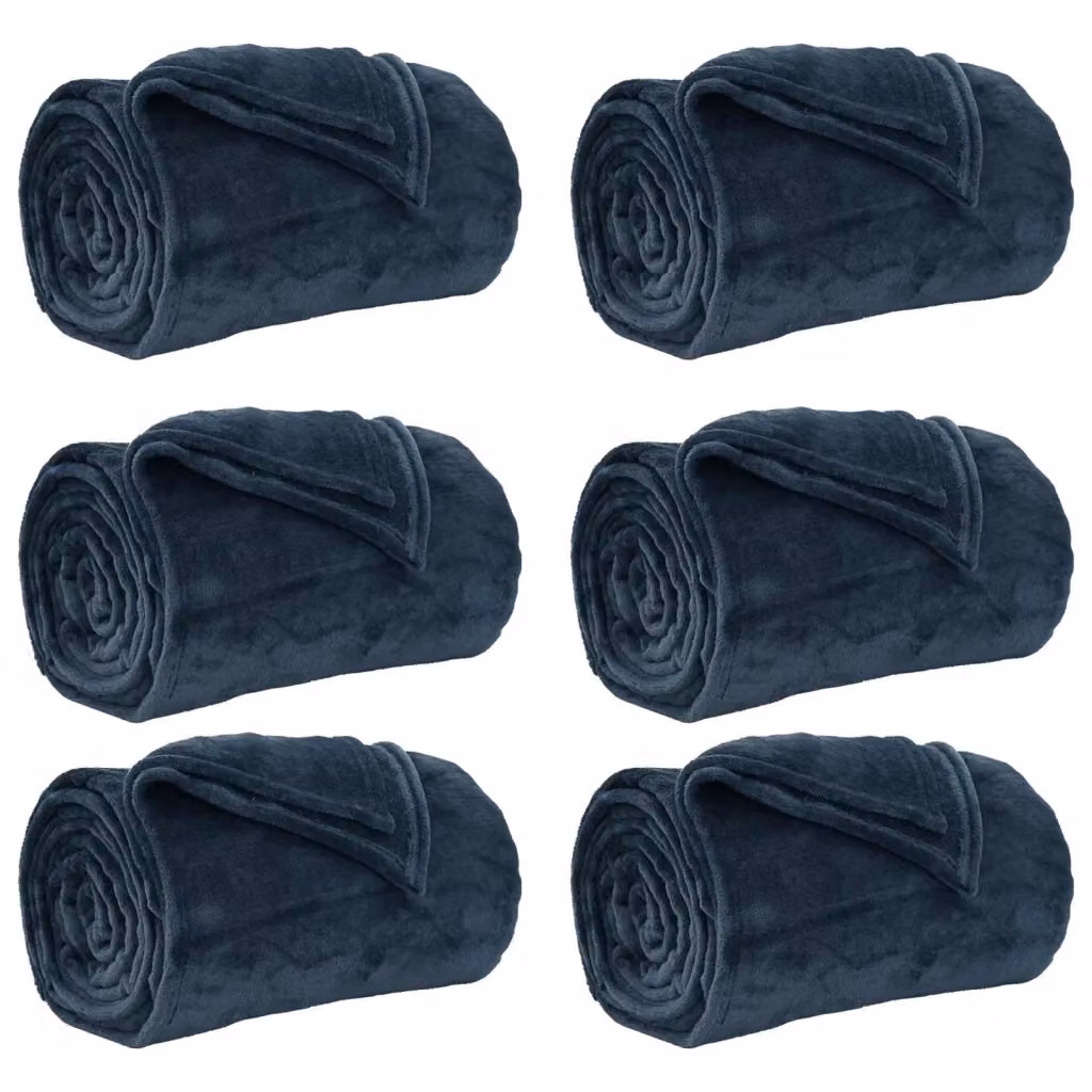 Set di 6 coperte in pile vidaXL blu navy, L 240 cm x P 270 cm – 2