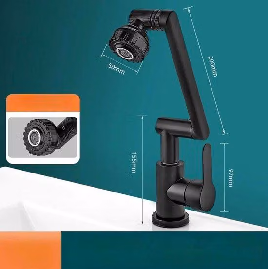 Rubinetto universale girevole per cucina e bagno in acciaio inossidabile, acqua calda e fredda, multifunzionale