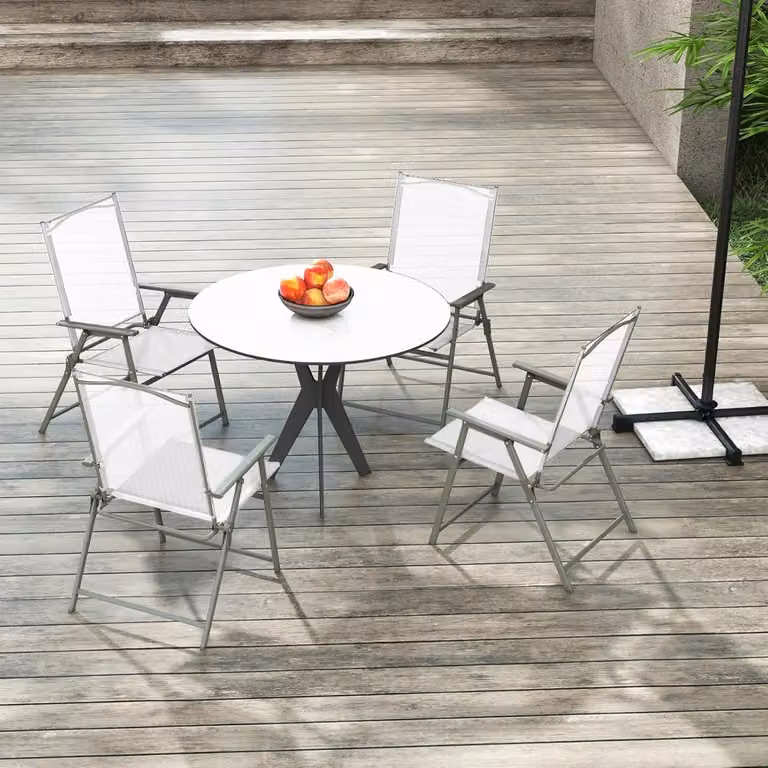 Set di 4 sedie pieghevoli da giardino Costway in metallo e textilene bianco con braccioli