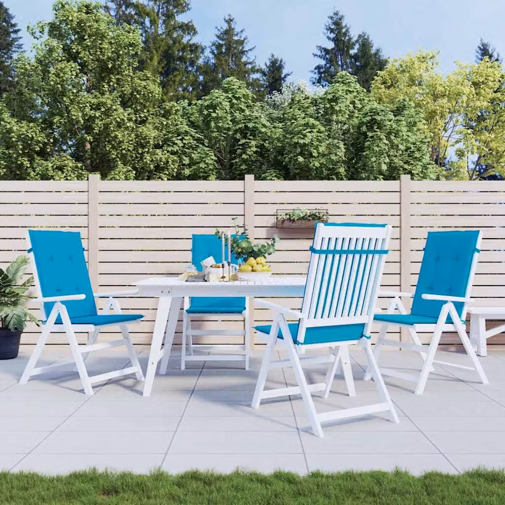 Set di 4 cuscini per sedie vidaXL in tessuto blu, impermeabili e antiscivolo, L/P/H: 120 x 50 x 3 cm