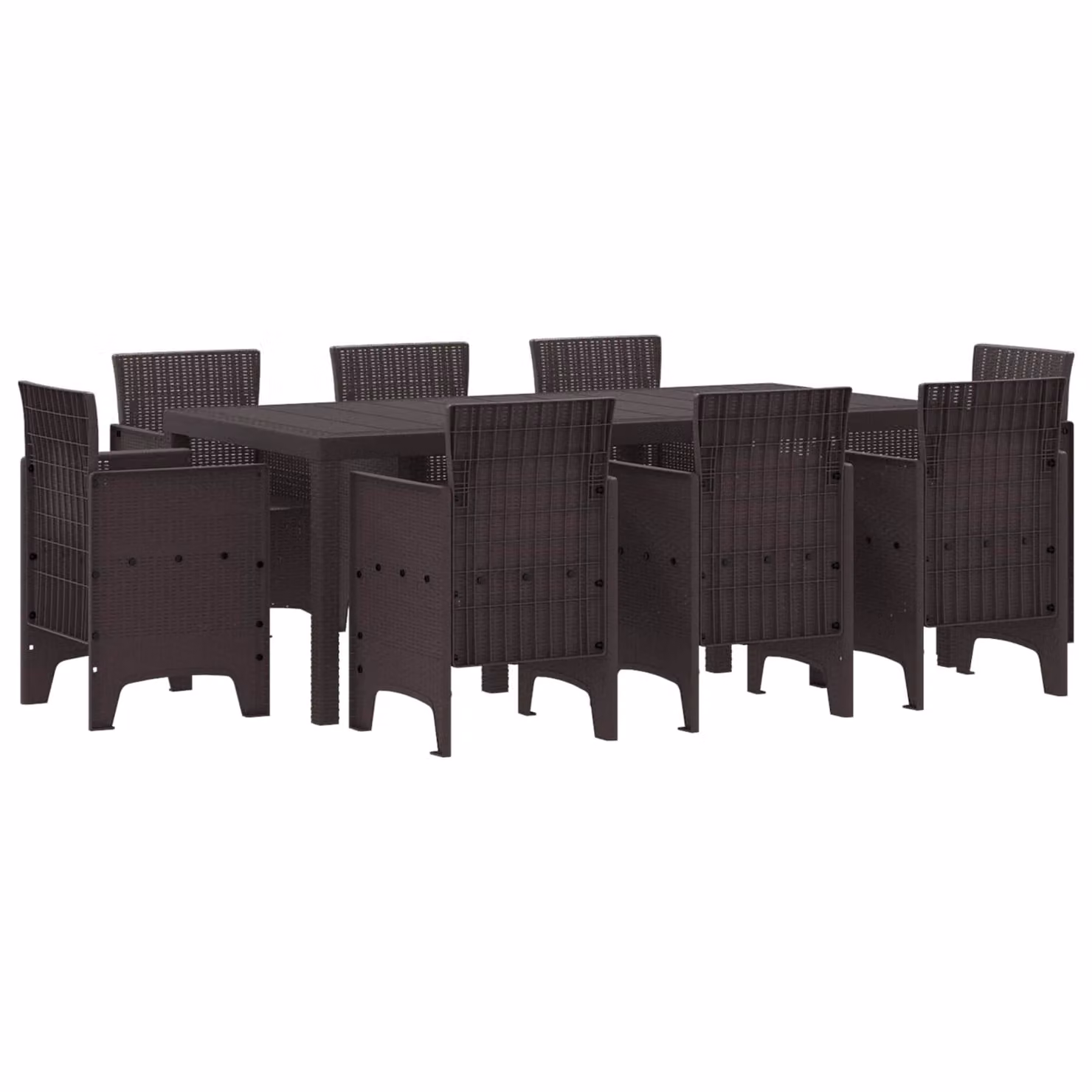 vidaXL Set da Pranzo per Giardino 9 pz Marrone Polipropilene