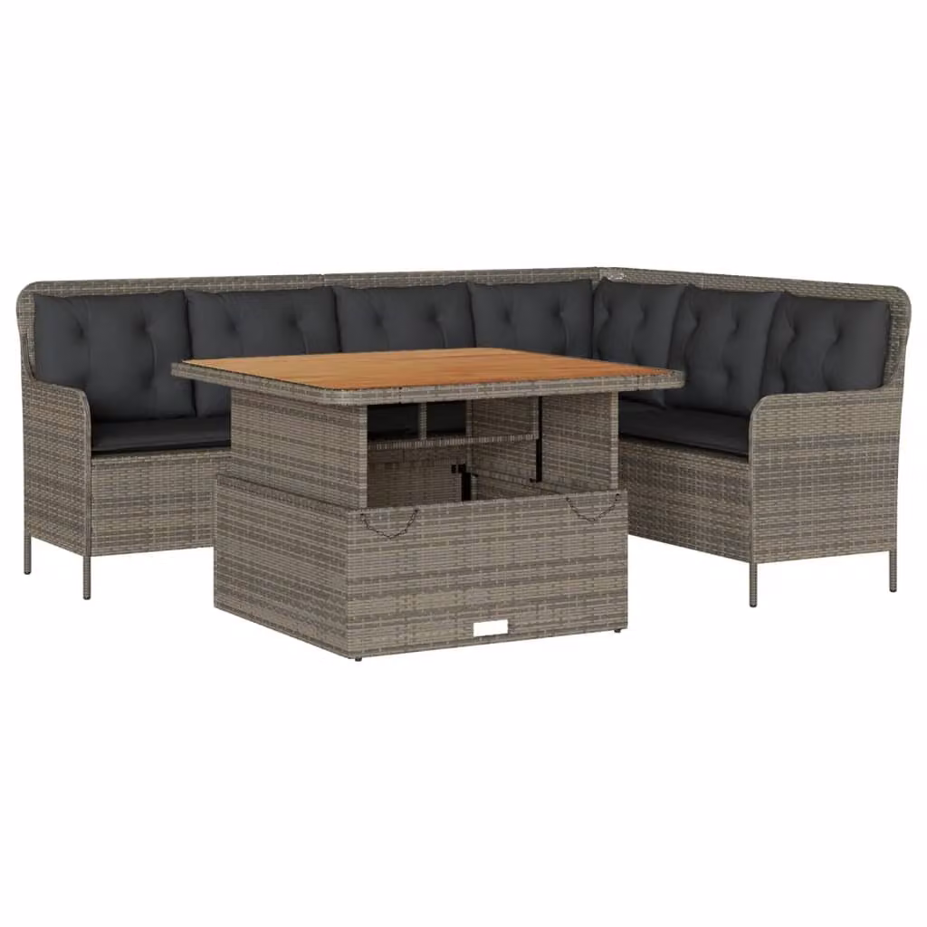 Set Divano da Giardino 2 pz con Cuscini Grigio in Polyrattan