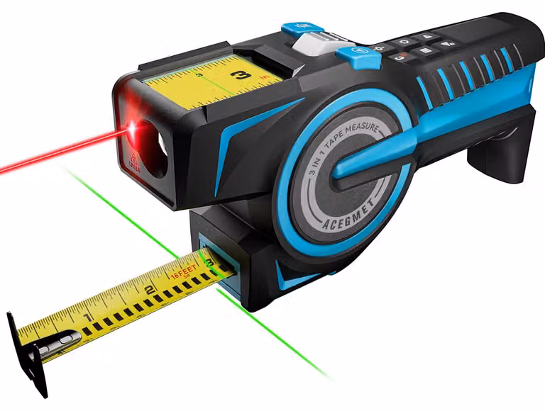 DTX10: misuratore laser digitale 3-in-1, nastro laser ricaricabile da 100 metri con blocco automatico, lettura digitale diretta, linea laser allungata e incrementi