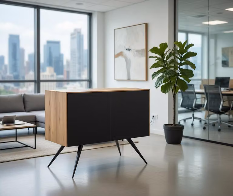 Elegante credenza in legno con ante, dal design moderno e compatto