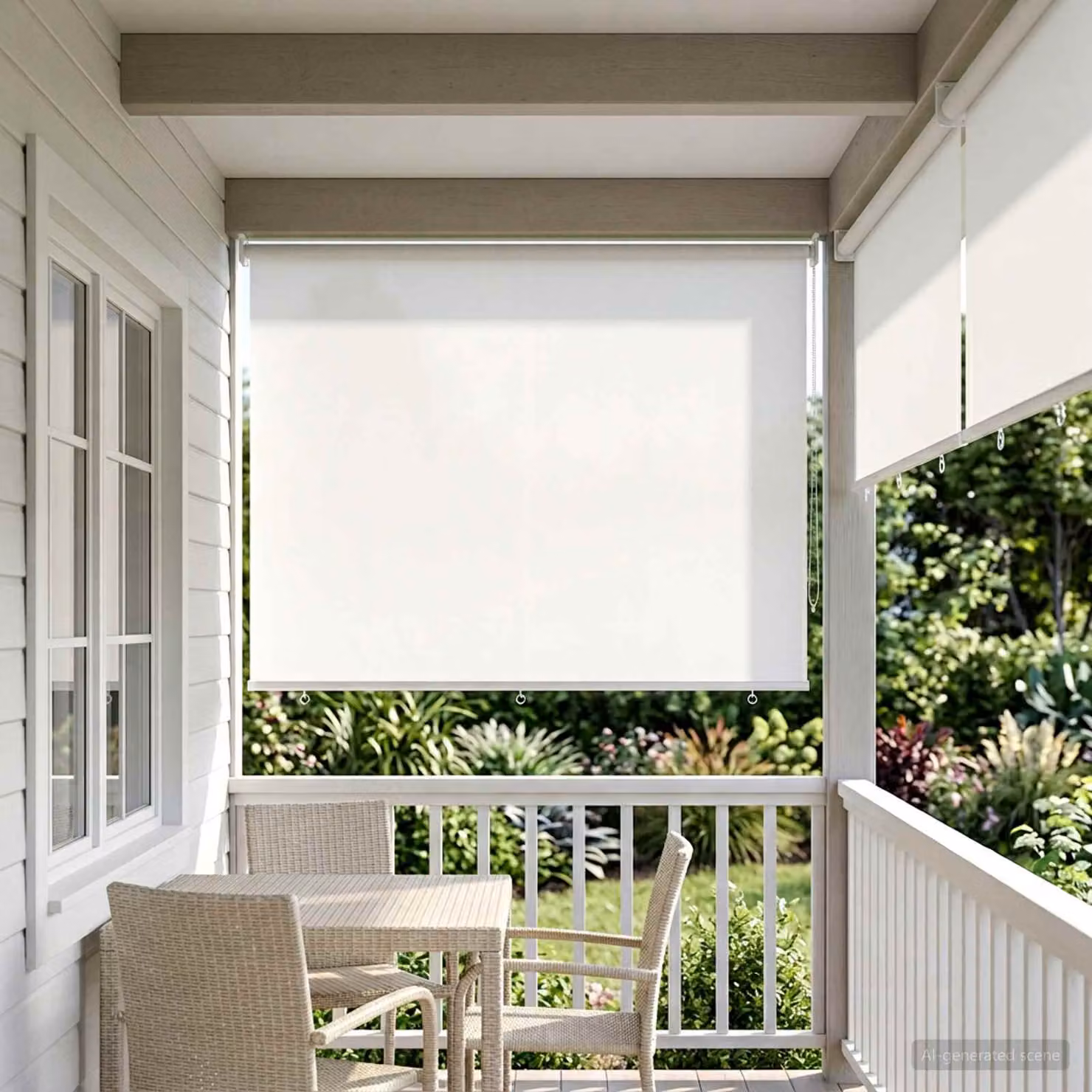 vidaXL Tenda da sole a rullo con protezione UV in poliestere, Bianco, L: 140 cm x H: 160 cm