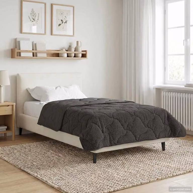 Piumone Completo Annuale Trapuntato vidaXL in Microfibra Antracite L: 155 cm x P: 220 cm