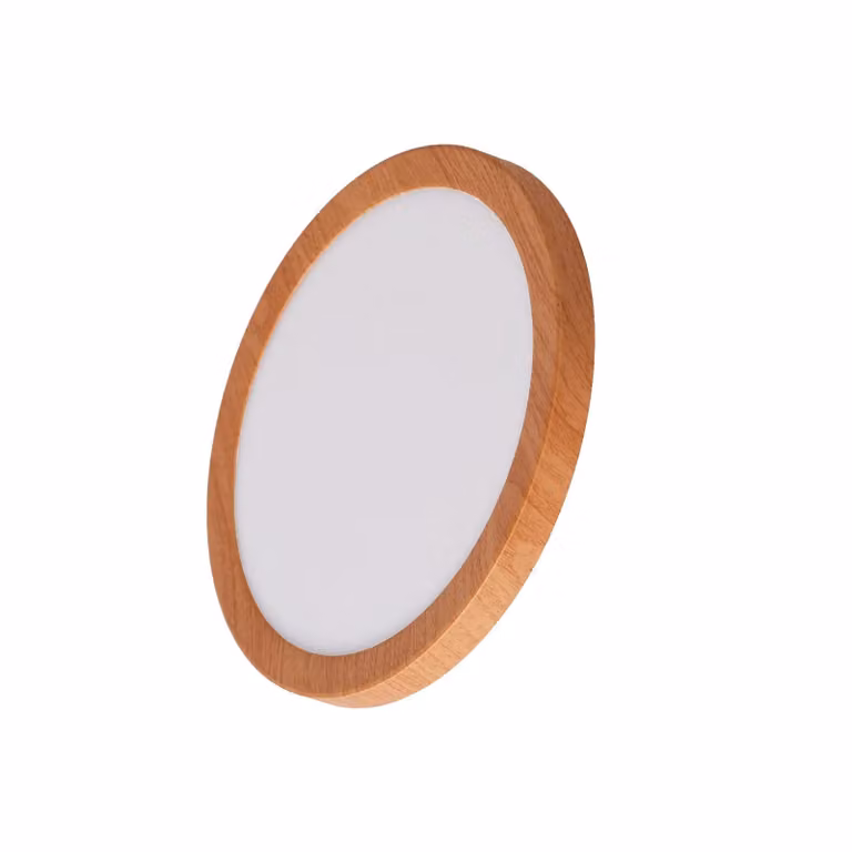 Plafoniera LED effetto legno Ø225mm 18W IP44, da incasso/superficie, CCT 3000K/4000K/6000K, Ultra Slim 17mm, foro Ø65-200mm