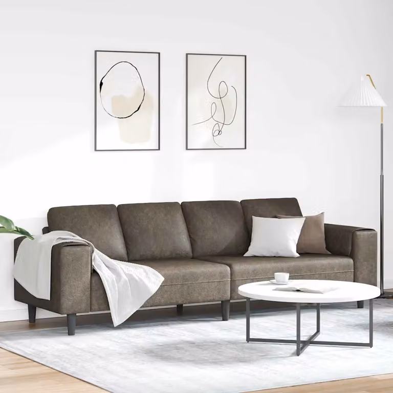 vidaXL Divano per Soggiorno in Tessuto Grigio con Cuscini L/P/H: 250 x 77 x 76 cm