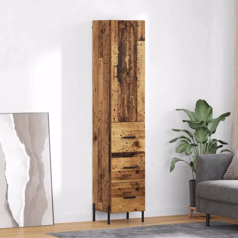 Credenza moderna vidaXL in legno e metallo marrone con ante a battente e ripiani interni L/P/H: 34,5 x 34 x 180 cm