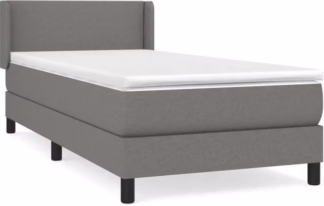 Letto singolo | Letto per adulti | Giroletto a Molle con Materasso Grigio Scuro 90x200 cm Tessuto