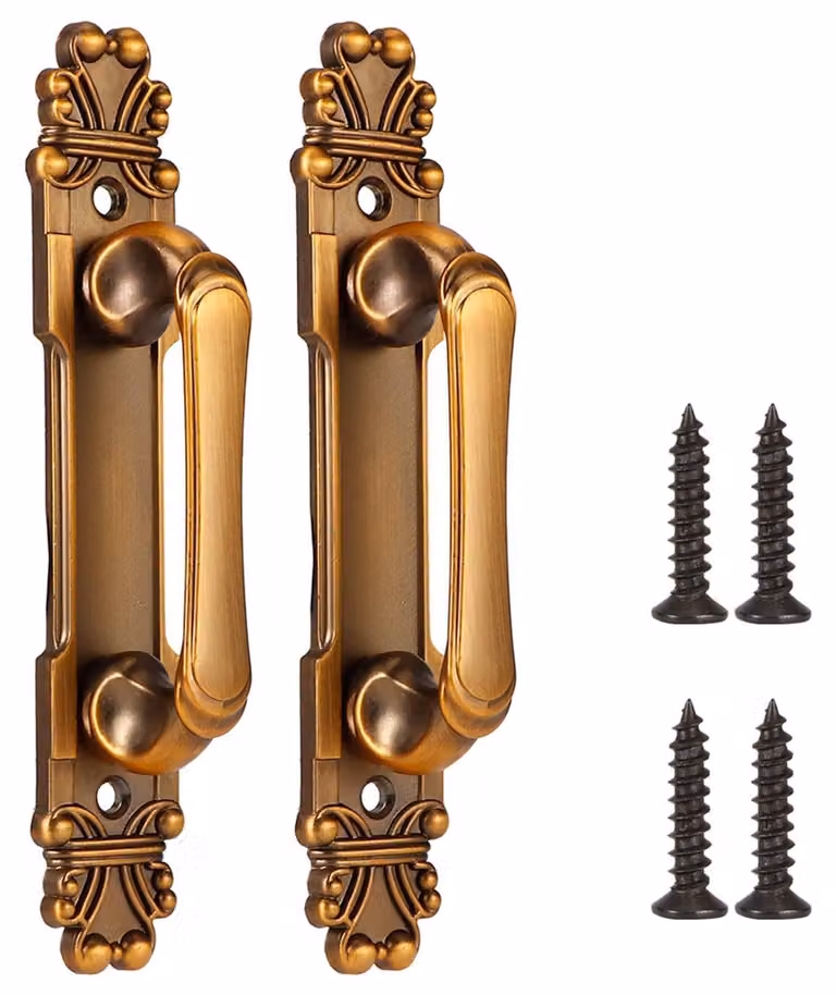 Set di 2 maniglie per porte in stile europeo antico, color oro vintage