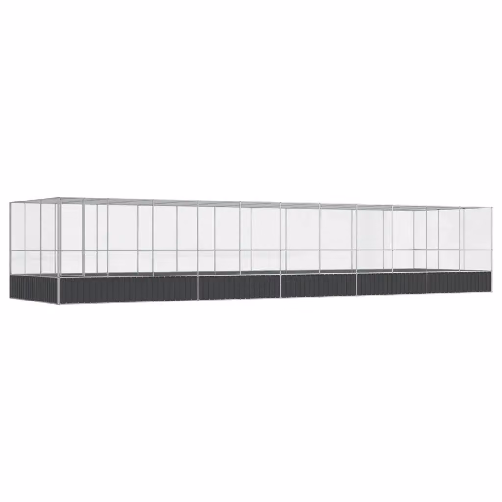 Voliera con estensione VIDAXL in acciaio color argento e antracite L: 307 cm, P: 1139 cm, H: 212 cm – 2