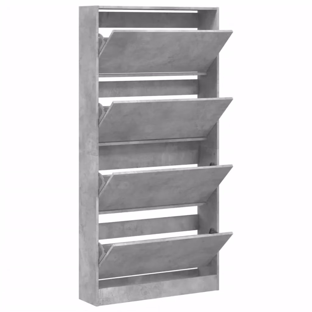 Scarpiera moderna a parete con 4 cassetti a ribalta grigio opaco per ingresso o soggiorno L: 80 cm, H: 163,5 cm, P: 21 cm – 2