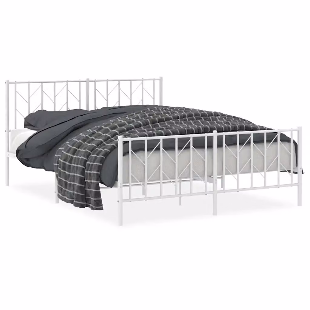Letto con testiera e pediera in metallo bianco vidaXL L/P: 150 x 200 cm – 2