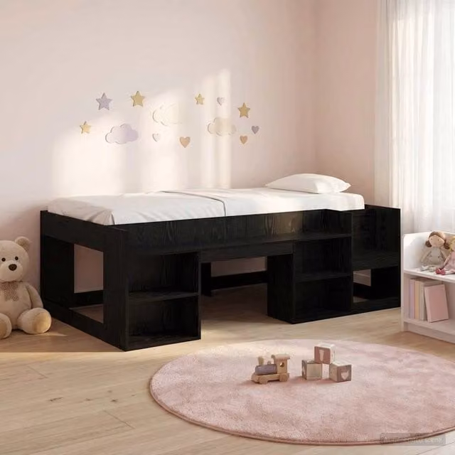 Struttura per Letto per Bambini con Ripostiglio Rovere Nero 3422604