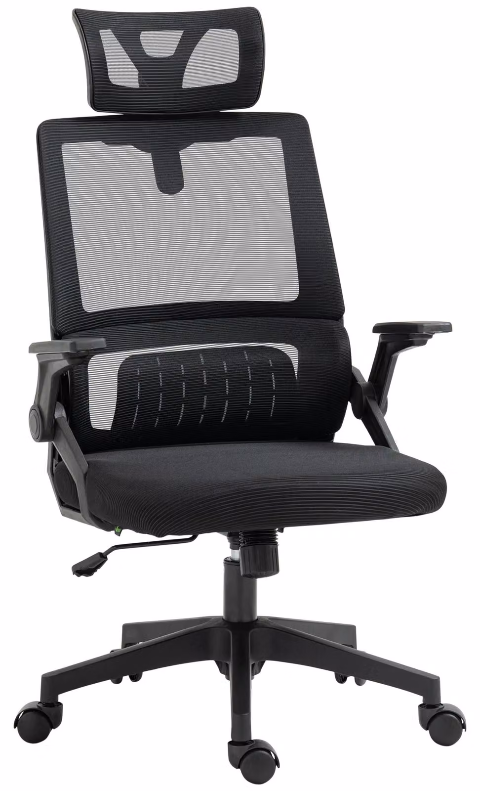 Sedia da ufficio ergonomica - Sedia a rete - Regolabile in altezza - Poggiatesta regolabile - Braccioli - Ruote - Colore: nero