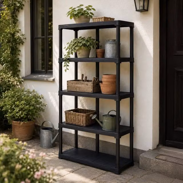 Scaffale multiuso Aurelian DMORA con 3 ripiani regolabili per interno o esterno, colore Antracite, L: 100 cm, P: 40 cm, H: 176 cm