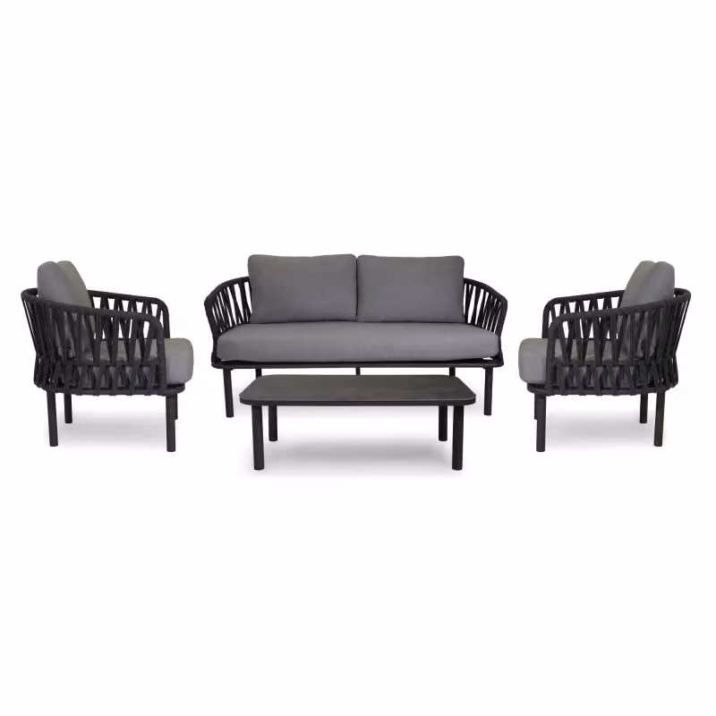 Set Salotto da Esterno Benavente Vacchetti in Alluminio con Corda Antracite e Cuscini Grigio – 2