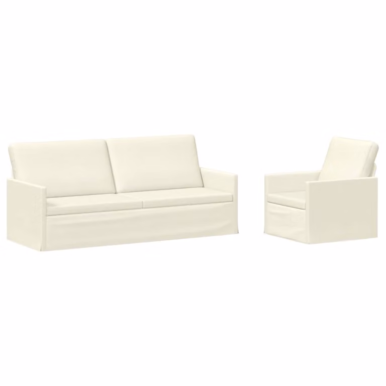 Set di 2 divani moderni vidaXL in tessuto cord beige e bianco per soggiorno