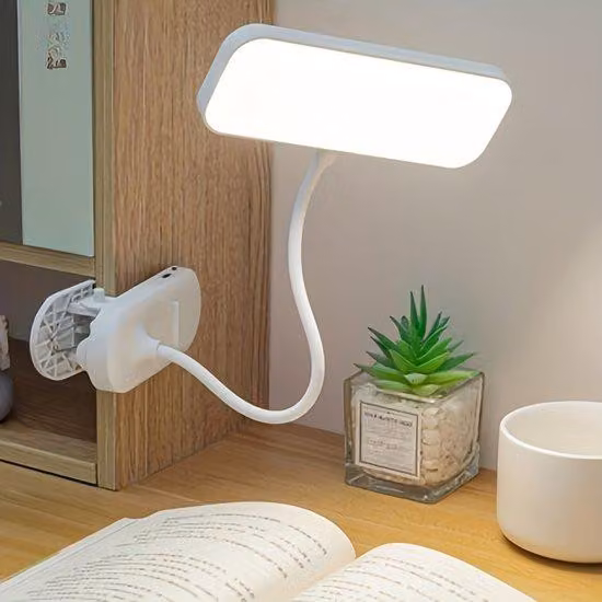Lampada da lavoro flessibile con braccio articolato, dimmerabile, lampada da lavoro a LED con 3 livelli di luminosità e comando touch, adatta ai bambini, lampada da comodino, funzione di ricarica USB, striscia luminosa a LED regolabile con clip e funzione