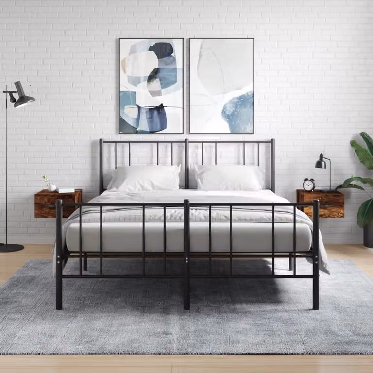 Set di 2 comodini da muro vidaXL in rovere fumo, design moderno L: 35 cm, P: 35 cm, H: 20 cm