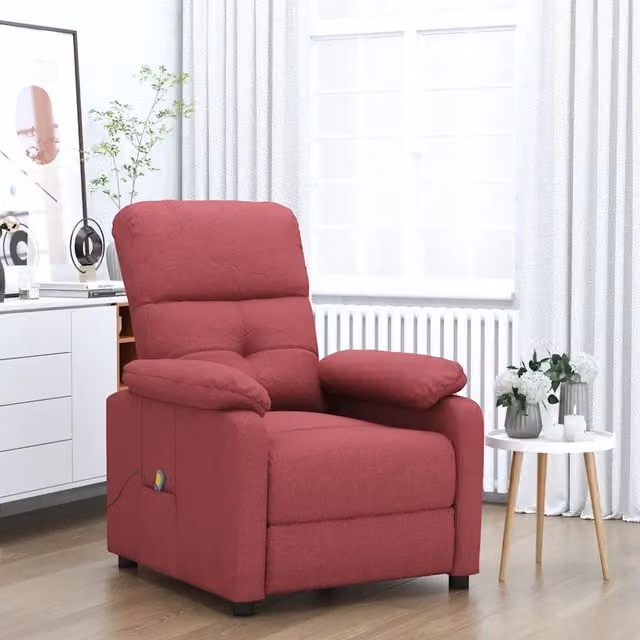 Poltrona relax reclinabile elettrica vidaXL in tessuto rosso con braccioli – 1