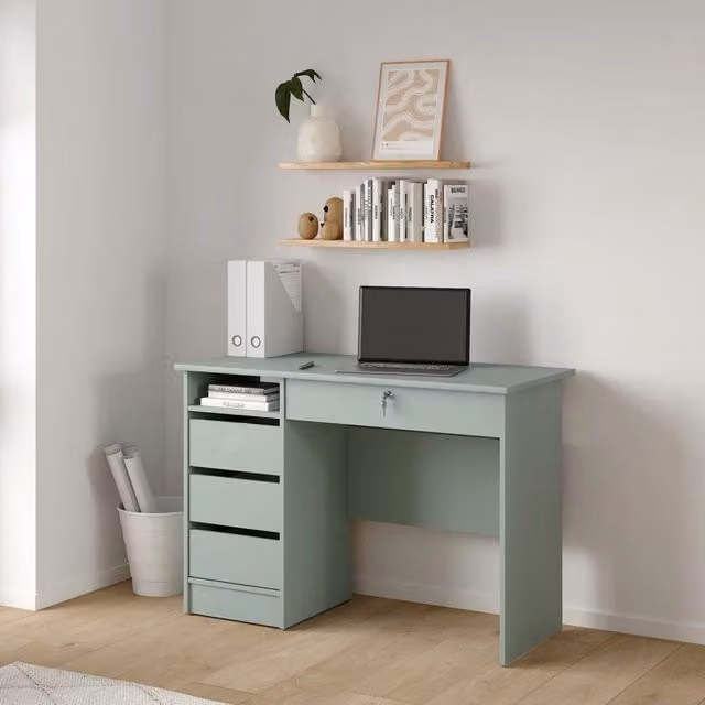 Franklin, Scrivania un Ripiano, 109x49x76h cm Verde Salvia