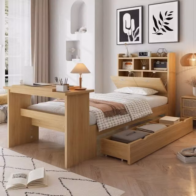 letto singolo legno naturale 90x200 cm