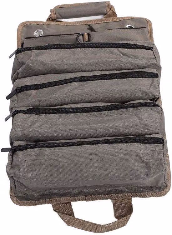 Borsa per attrezzi imbottita. Grande capacità - 6 tasche - 2 removibili - Tessuto Oxford resistente - Robusta - Resistente - Rotolo per attrezzi