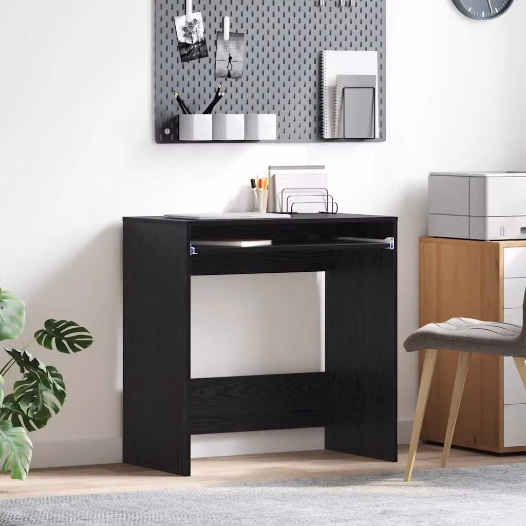 Scrivania vidaXL in legno ingegnerizzato MDF, colore Rovere Nero, L 77.5 x P 43 x H 79 cm