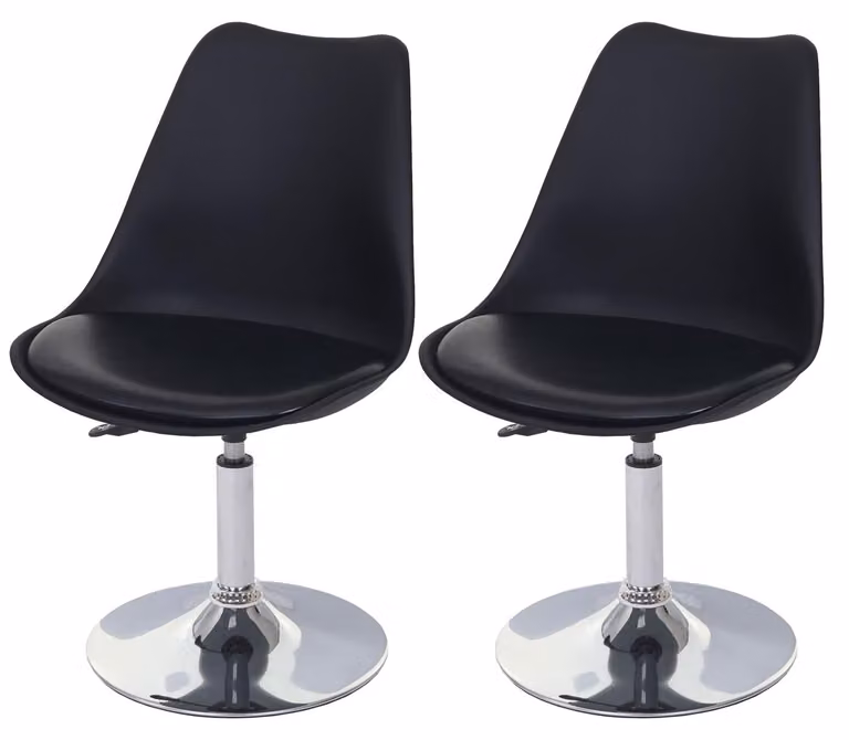 Set di 2 sedie girevoli Oslo | A x L x P 80 x 48 x 54 cm | Altezza seduta 42 cm | Pelle finta | Nero | Sedia Sedia da cucina