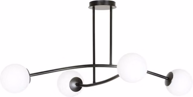 Plafoniera Emibig Halldor in vetro e metallo nera con 4xE14, diametro 108 cm