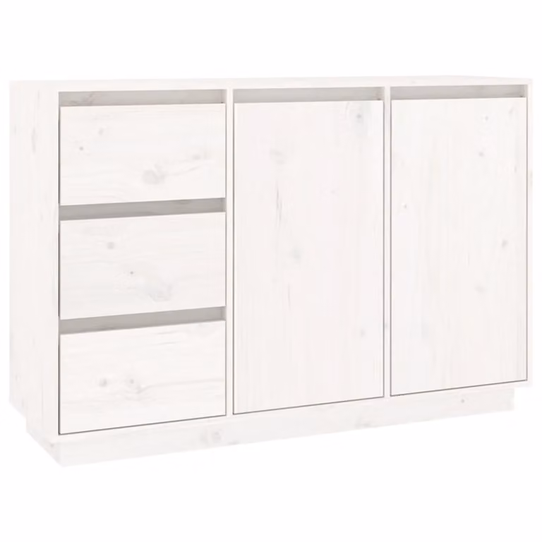 Credenza Bianca 111x34x75 cm in Legno Massello di Pino
